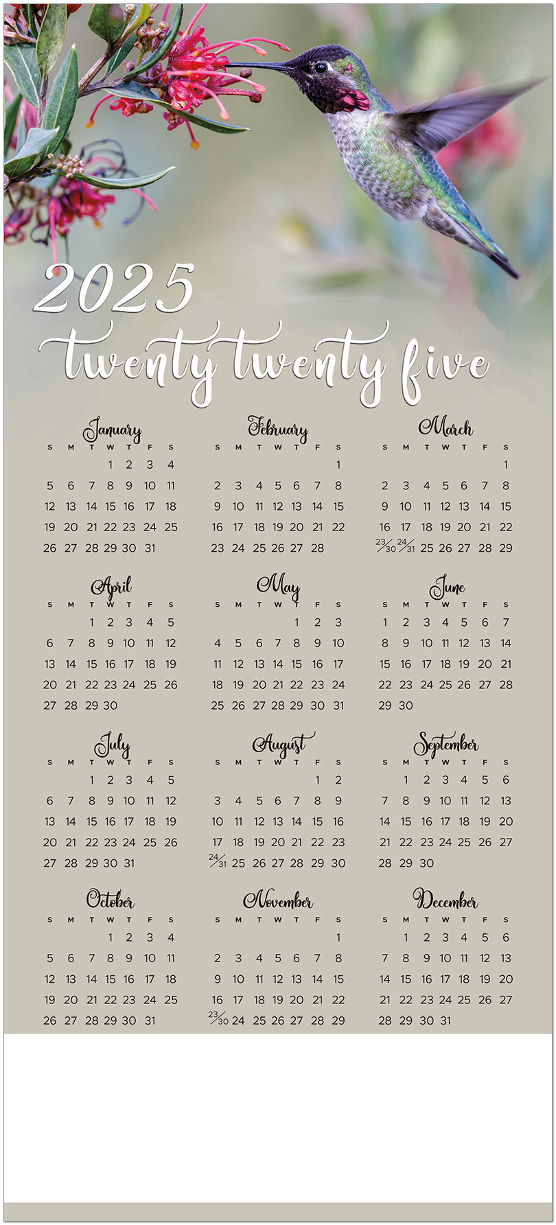 Hummingbird Flight Calendar Card Business Calendars Posty Cards